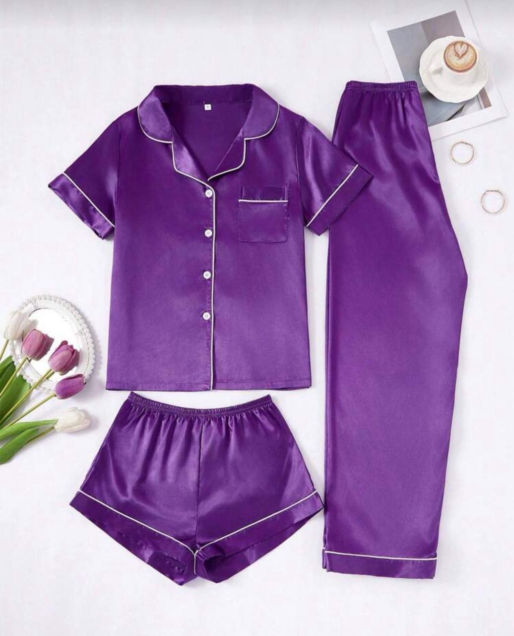 Pyjama satin 3 pièces